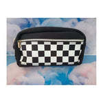 Pencil Bag Neoprene Black And White Check 20cm